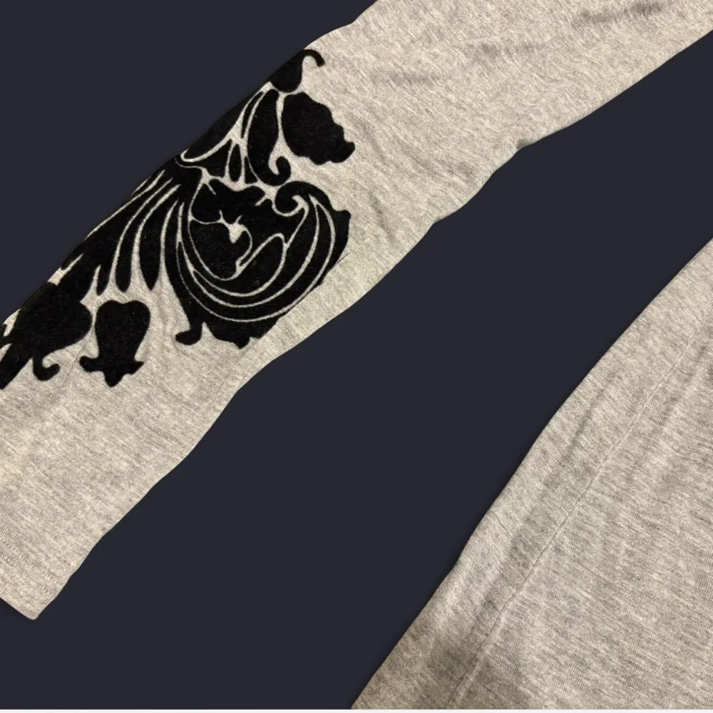 Vintage Caché Velvet Baroque Top S Gray Long Sleeve Gothic Y2K Romantic - Picture 2 of 6